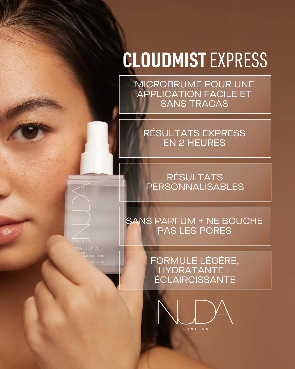 NUDA - CloudMist express - Eau autobronzante pour le visage