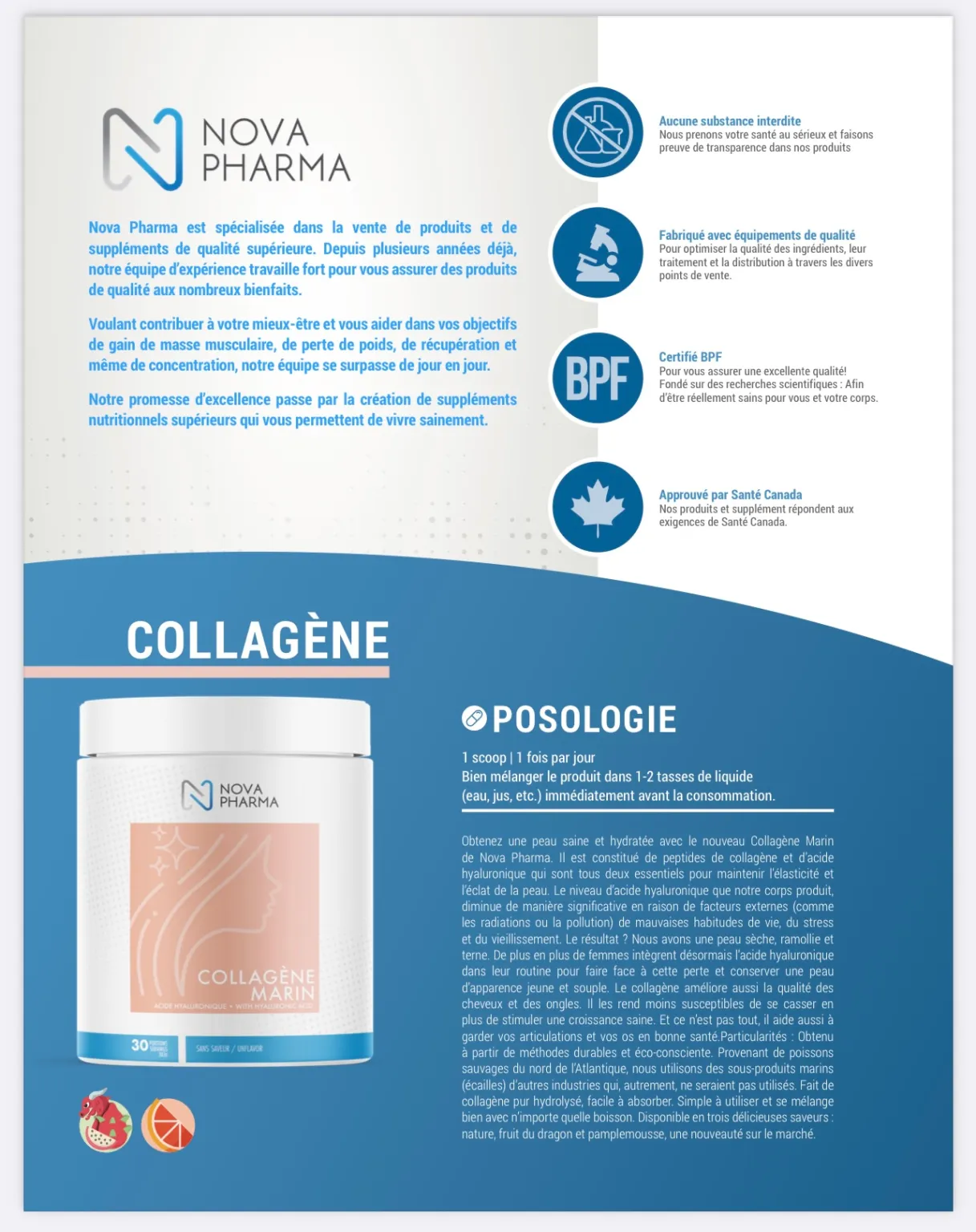 NOVA PHARMA - Collagene Marin + acide Hyaluronique Lotus Fruit de la passion